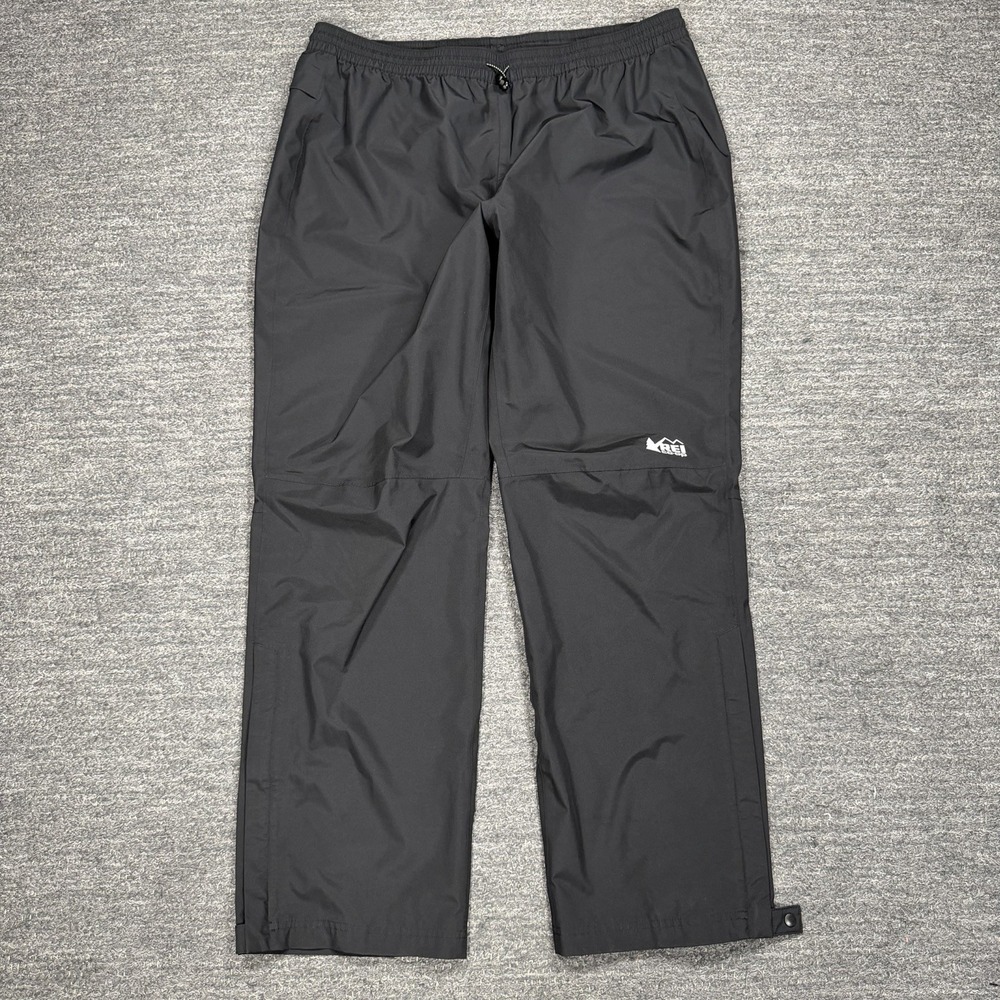 REI Co-op Trailmade Rain Pants Women XL Black Nylon Hiking Outdoor Waterproof